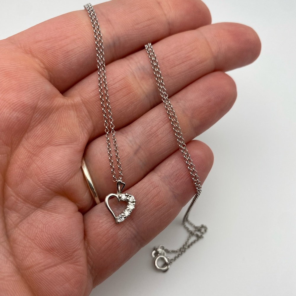 Sterling Silver 925 Small Heart Gemstone Pendant Necklace